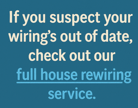 Anchor text example with full house rewiring service linked inside a natural sentence about out-of-date wiring